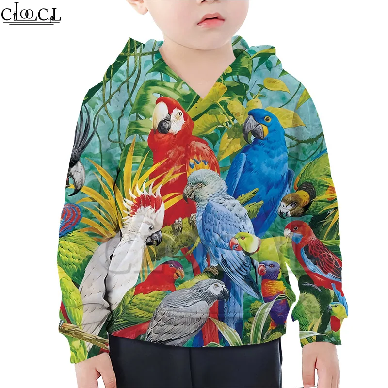  Animal Macaw T Shirt 3D Print Baby Daughter Costumes Hoodie Boy Girl Sweatshirt Harajuku Baby Kids 