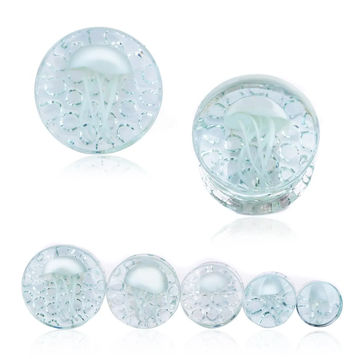 2pcs 8-16mm Green Jellyfish Grass Ear Plug Ocean Double Flared Translucent Bright Ear Gauge Expander Ear Piercing Body Jewelry
