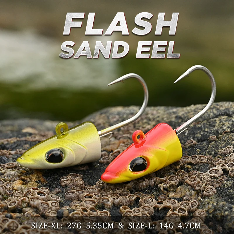 BLUX FLASH SAND EEL 14G/27G Soft Fishing Lure Tail Jig Head Hook
