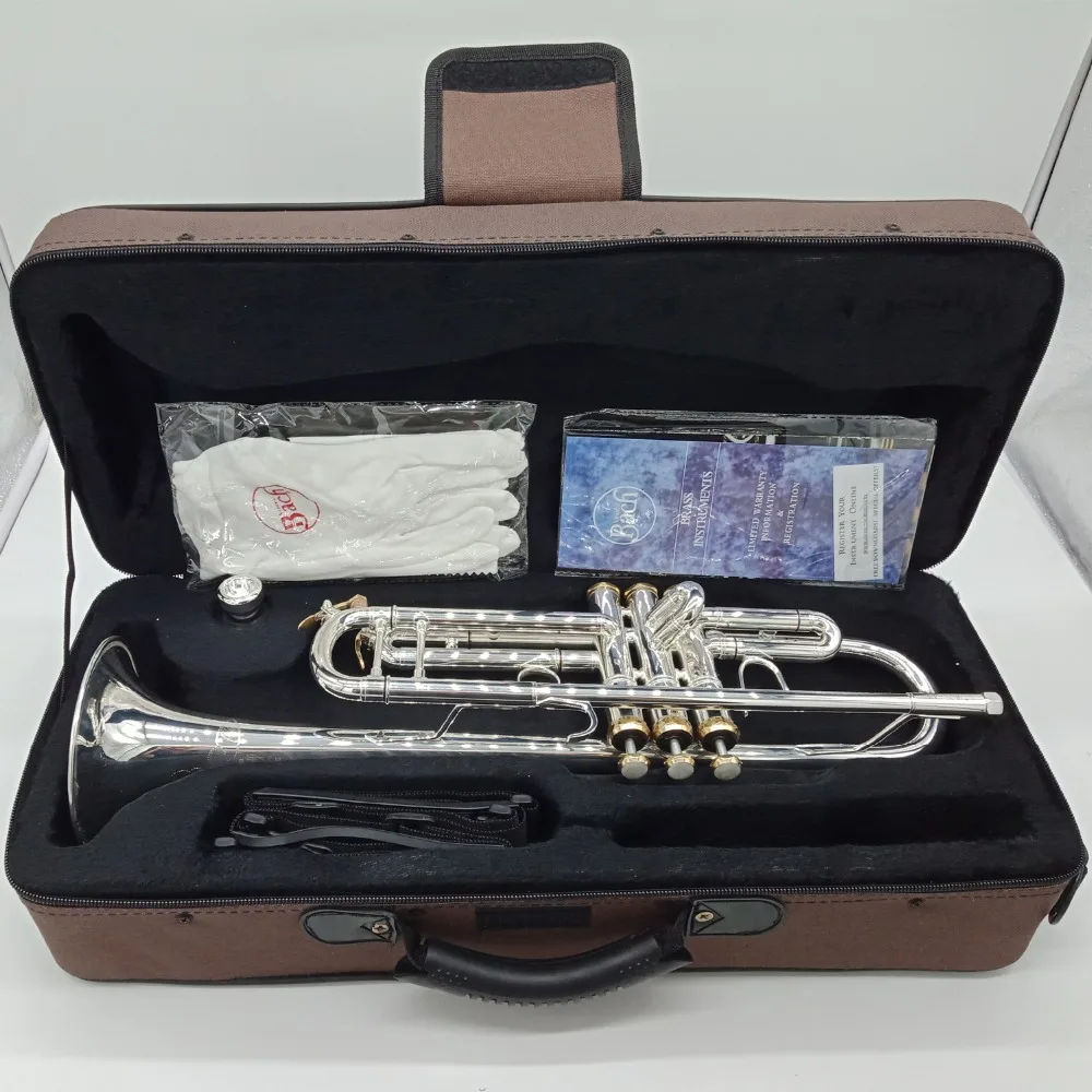 New De Xin Bb Trumpet LT180S-43 Silver Plated Gold Keys Music Instruments Profesional Trumpets Student Included Case Mouthpiece