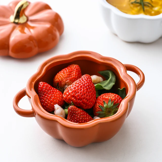 6.5inch Ceramic Bowl Fruit Salad Bowl Cute Pumpkin Bowl Creative Personality Kitchen Storage Supplies Hotel Service Tray 2