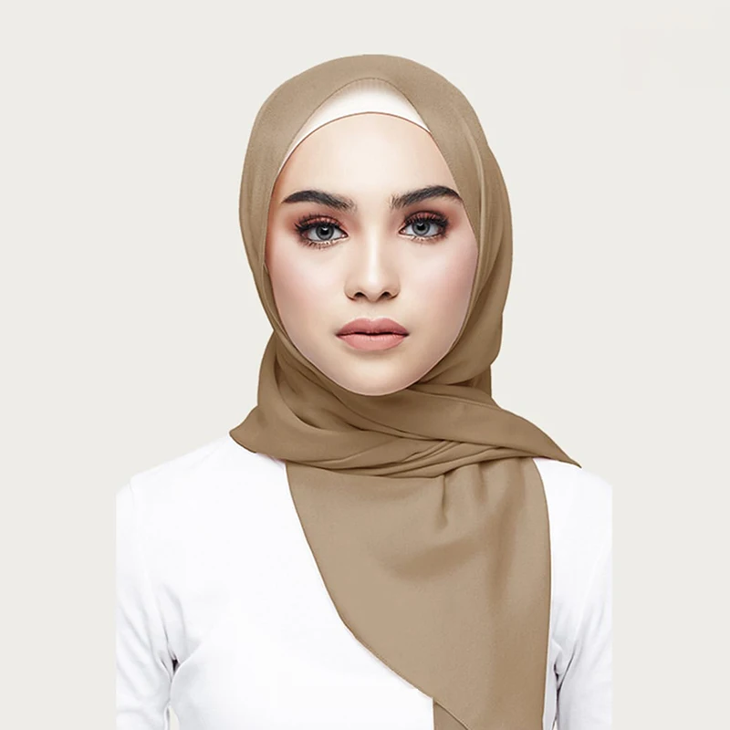 72*175 New Muslim Women Chiffon Hijab Scarf Soft Solid Head Scarves Turban Shawls And Wraps Hijab Femme Musulman Kopftuch