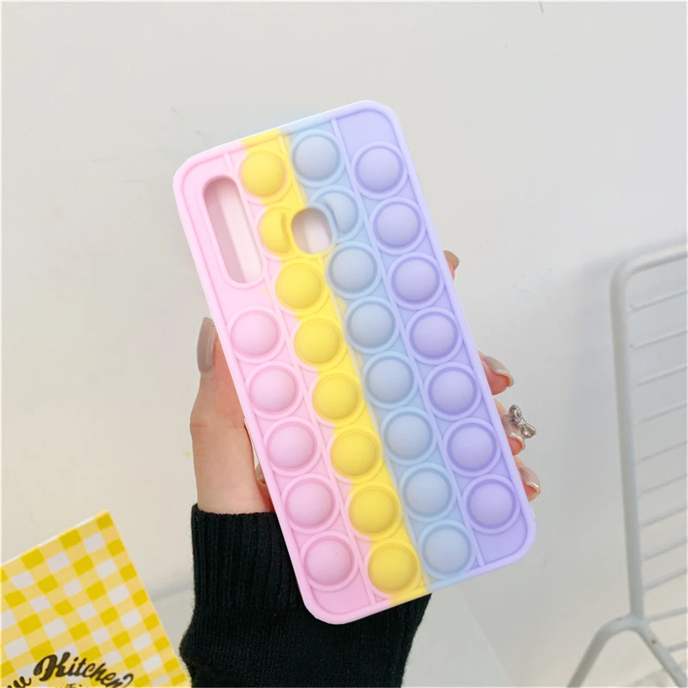 samsung silicone A32 A12 A11 A21 Push Bubble Pop Fidget Toy Phone Case Soft Cover for Samsung S10 Plus S20 A70 A50 A51 A71 A31 Stress Reliver Toy samsung cute phone cover Cases For Samsung