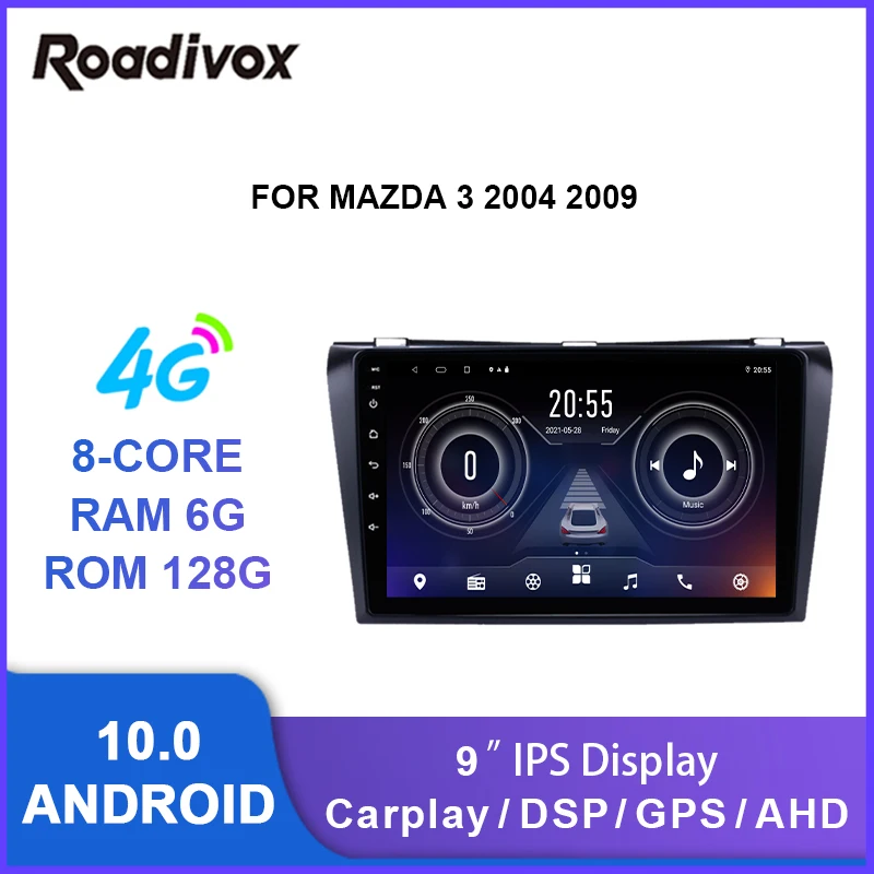 Автомобильный радиоприемник 9 дюймов android 10 0 видеоплеер с gps-навигацией для MAZDA 3