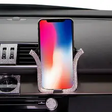 Шикарные роскошные стразы для смартфонов, Универсальная автомобильная подставка с гравитационным кристаллом, держатель для телефона на вентиляционное отверстие, регулируемый кронштейн