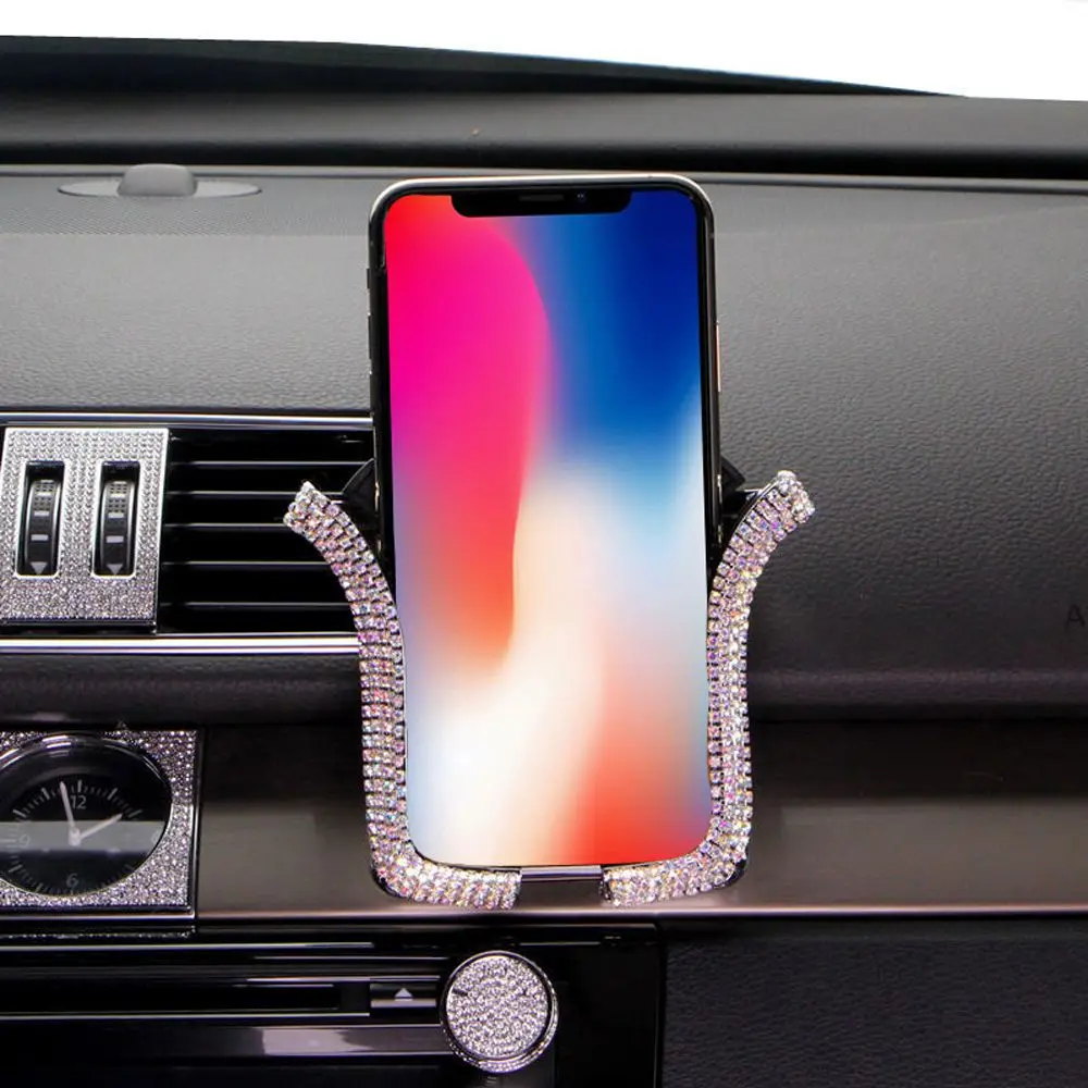 

Bling Luxury Smartphone Rhinestone Universal Gravity Crystal Car Stand Air Vent Mount Phone Holder Adjustable Bracket