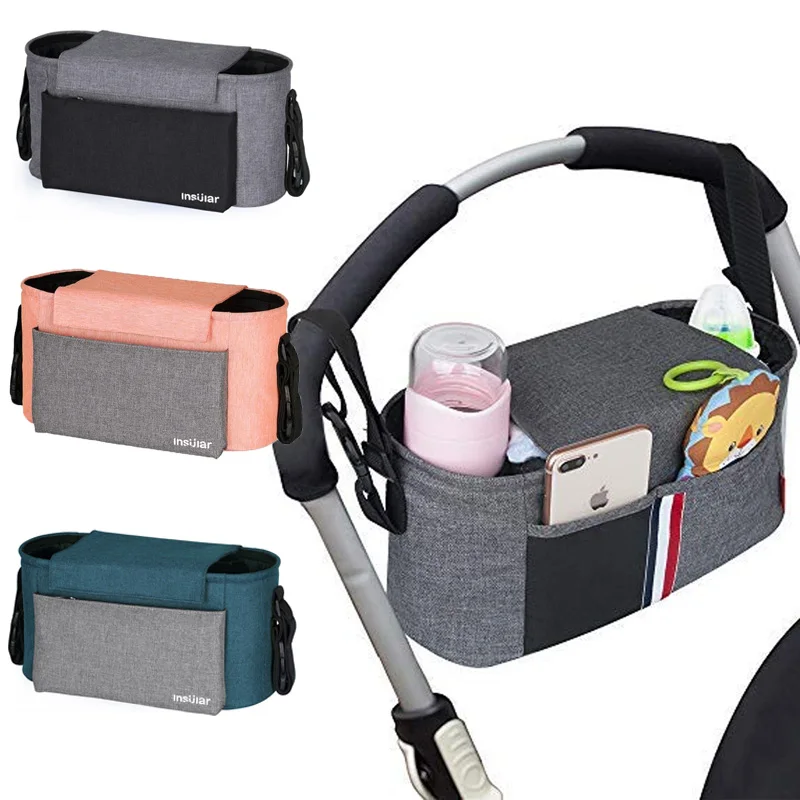 

Fashion Diaper Bag with Deep Cup Holders Large Storage Stroller Organizer Baby Carriage Pram Buggy Cart Bottle Bag Car Bag Yoya