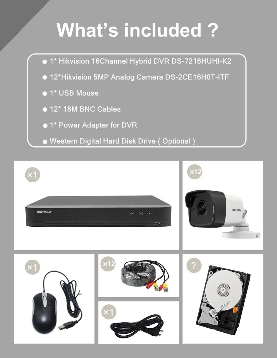 Hikvision 16ch 5mp Security Camera System Kit Audio Record Ir Outdoor Waterproof Cctv Video Surveillance Dvr Set Ds 2ce16h0t Itf Www45 Kotora Shop