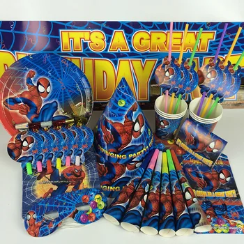 

10 styles Spiderman Party Supplies Napkin Set Bowl Tablecloth Cup Knife Fork Spoon Spiderman Birthday Party Decoration Children