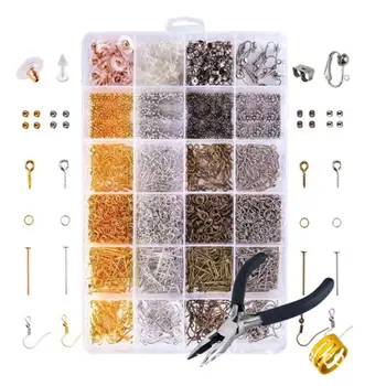 

24 Grid Jewelry Making Repair Accessories Set Open/Closed Ring Lobster Buckle Hand Tool Pliers Set