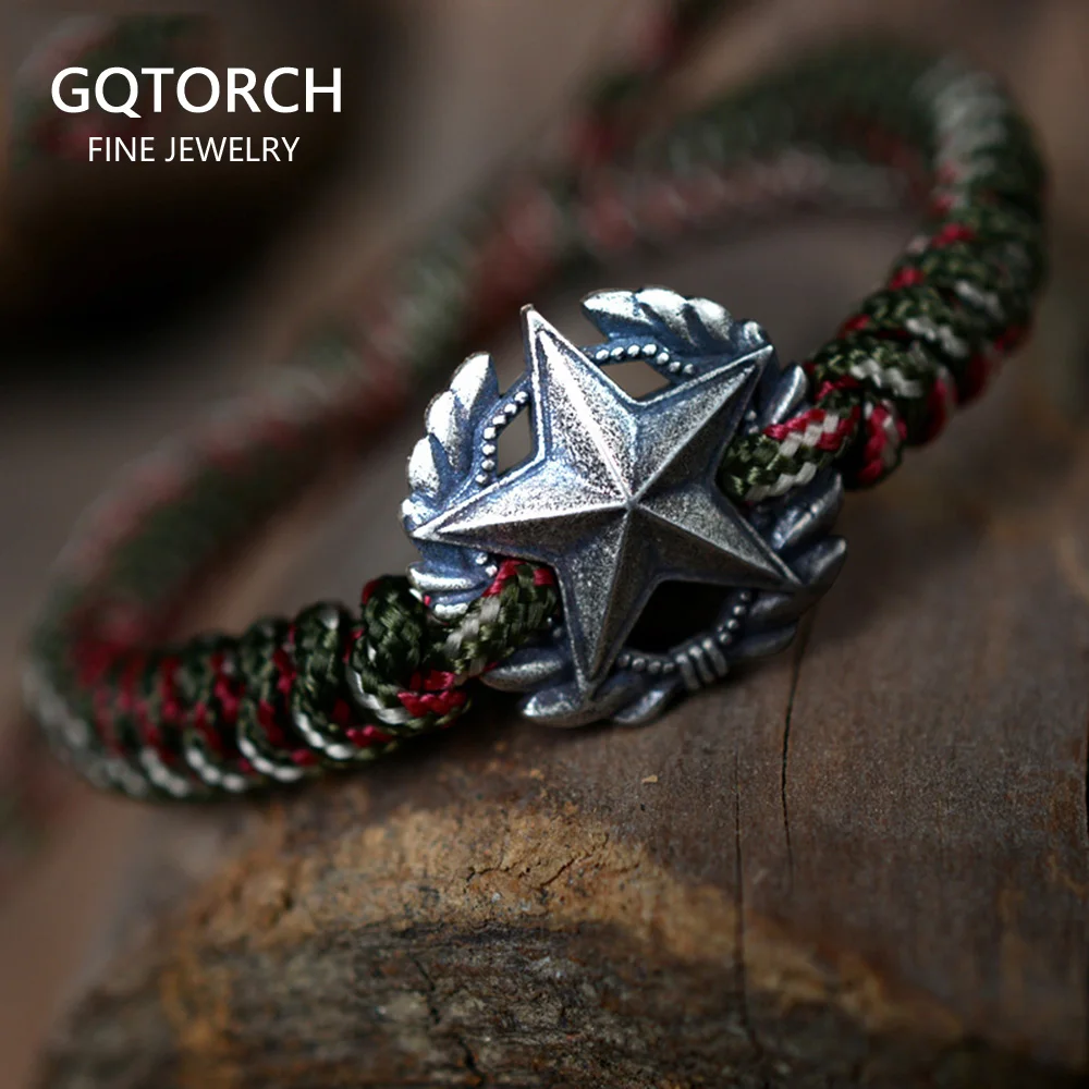 Handmade Umbrella Rope Bracelets Military Fans Army Soul Badge Real 925