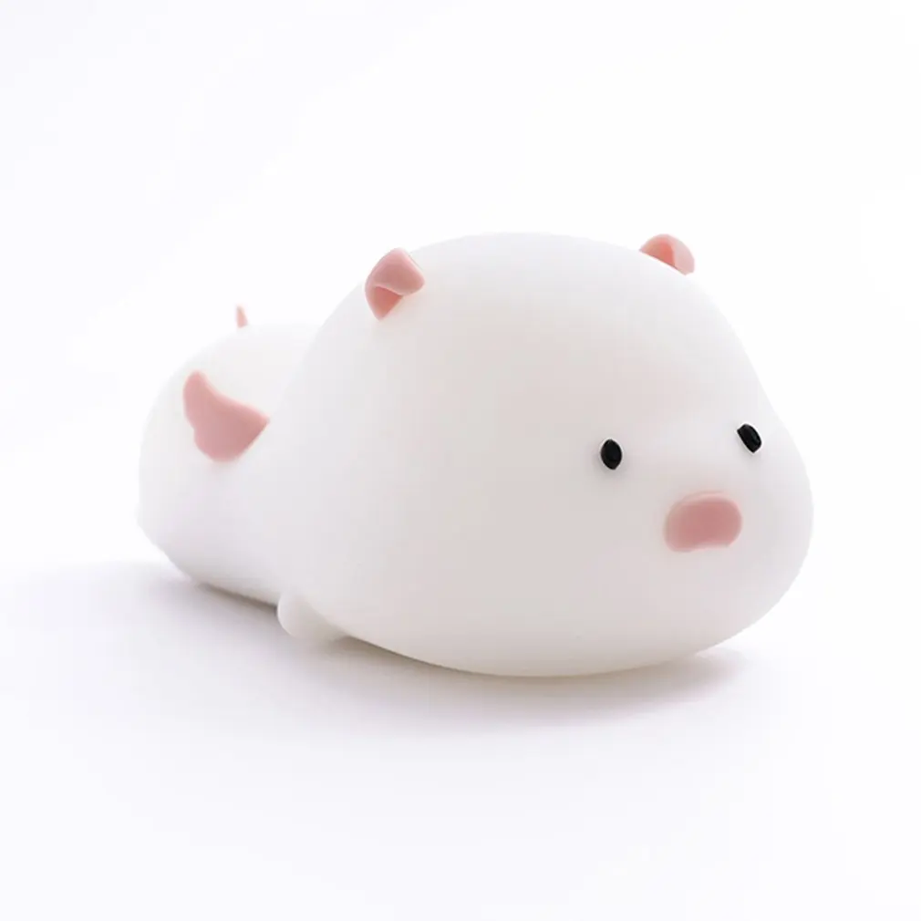 

Pig Shape Patted Silicone Night Light Lovely LED Rechargeable Lamp Christmas Gift for Baby Kids Room Multicolor Touch