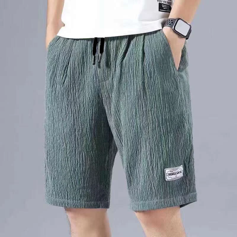 2021 Summer Shorts Men's Ice Silk Breathable Loose Sweatpants Male Solid Color Drawstring Printed Casual Shorts casual shorts for men