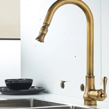 AUSWIND, антикварный выдвижной кухонный кран, кран для горячей и холодной воды, латунный Смеситель для раковины, Поворотный смеситель на 360 градусов, кран для смесителя