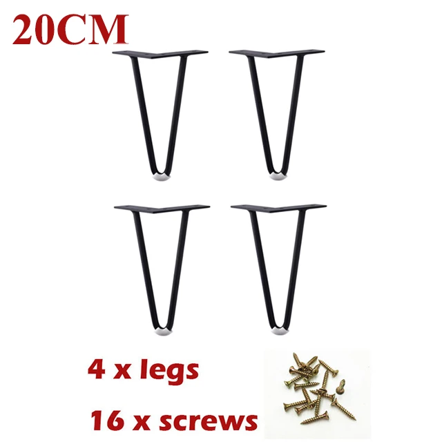4 шт. 4-8 дюймов металлическая шпилька, настольная ножка стола, твердая железная проволока, опорная ножка для дивана, шкафа, стула, поделки своими руками, мебельная фурнитура - Цвет: Matte black 20CM