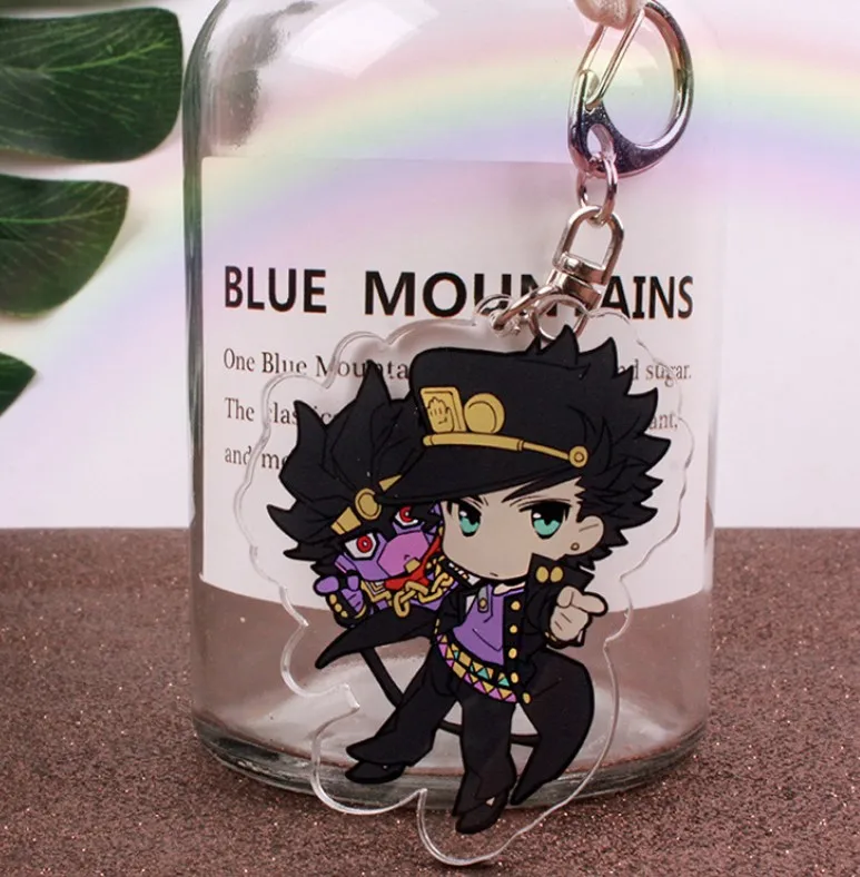 Anime JoJos Bizarre Adventure Golden Wind Kujo Jotaro Acrylic Figure keychain Keyring Decoration Collection Model Toy Cosplay - Color: as pictured