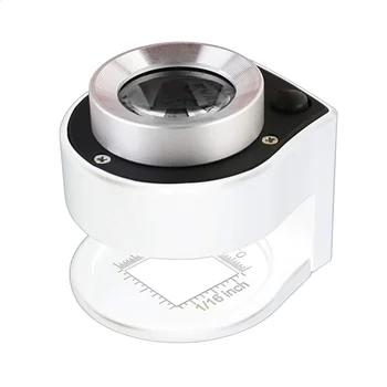 

30X Loupe Magnifier with 6 LED and UV Light,Desktop Portable Metal Magnifier Folding Scale Sewing Magnifying Glass for Textile