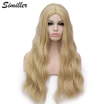 

Similler 70cm Long Curly Wigs Cosplay Natural Blue Green Purple Pink Grey Synthetic Women' S Wig Heat Resistant Hair 29 Colors