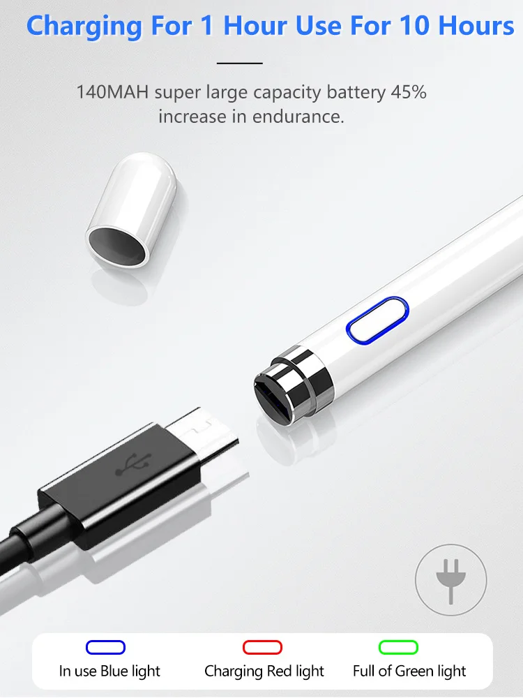 Заряжаемый стилус для планшета iPad емкостный сенсорный карандаш iPhone Android