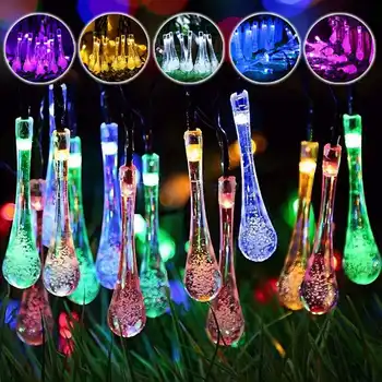 

Solar Powered Outdoor 50 LED Droplet Fairy String Light Wedding Christmas Party Home Decor Waterproof Water Drop Lamp DC3V IP65