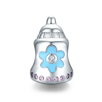 

925 Sterling Silver Baby Cute Enamel Baby's Bottle Charm for Original Bracelet Silver 925 Jewelry Accessories ZSCC241540