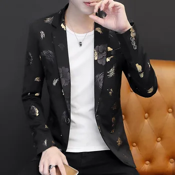 

2019 men autumn new printing single suit leisure suits, teenagers long sleeve cultivate one's morality
