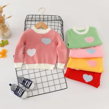 

PatPat 2020 New Arrival Autumn and Winter Baby Toddler Girl Cute Heart Long-sleeve Sweater Baby Clothes Tops