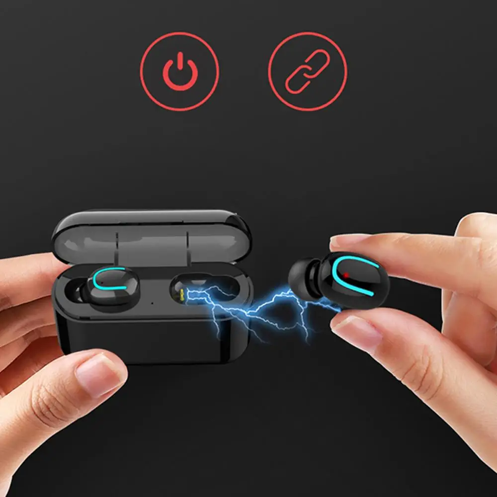 Q32 Wireless Bluetooth 5 0 TWS Mini Earbuds Portable Handsfree Microphone Headset with Charging Case Sport Gaming Driving Stereo
