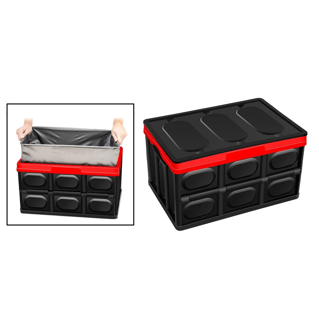 Car Trunk Storage Box Collapsible Storage Bins with Lid Black_30L