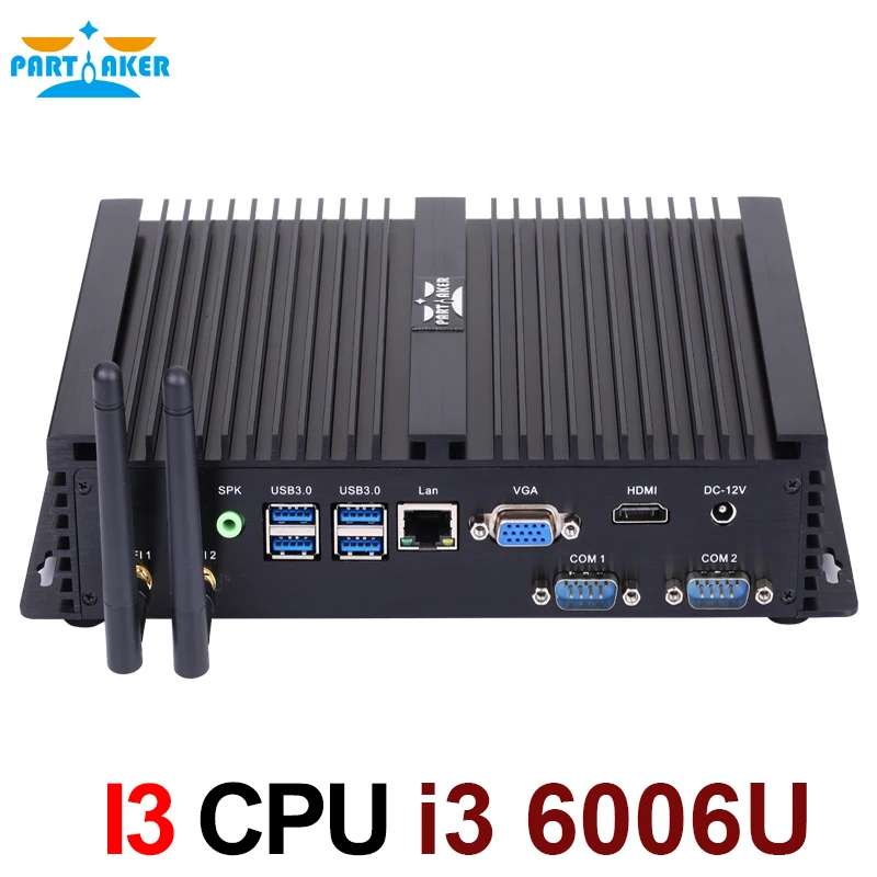 Mini ordenador Industrial Intel Core i3 6100U i3 6006U Skylake, Barebone Linux, Win10 HTPC, 300M, Wifi, VGA, HDMI, 2 puertos COM