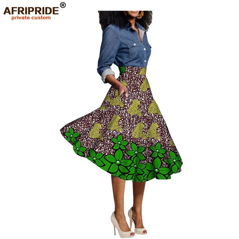 Юбки с принтом в африканском стиле для женщин, одежда до колена, повседневная юбка из чистого хлопка размера плюс, восковая одежда AFRIPRIDE A722703 - Цвет: 572