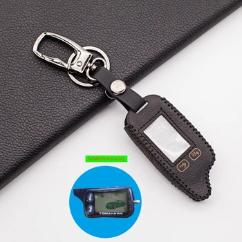 

Tomahawk TZ 9030 Russian 100% Leather Key Case Cover For Tomahawk TZ-9030 TZ9020 TZ7010 H1 H2 lcd Two Way Car Alarm
