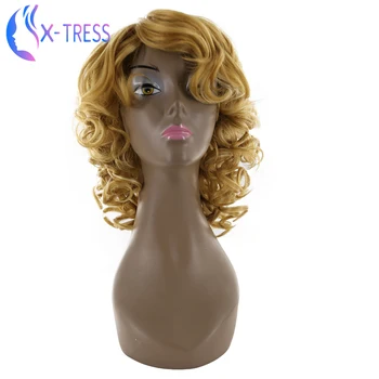 

X-TRESS Fashion Synthetic Wigs Machine Made Wig Short Curly Wig For Women Heat Resistant Fiber for Daily, Party