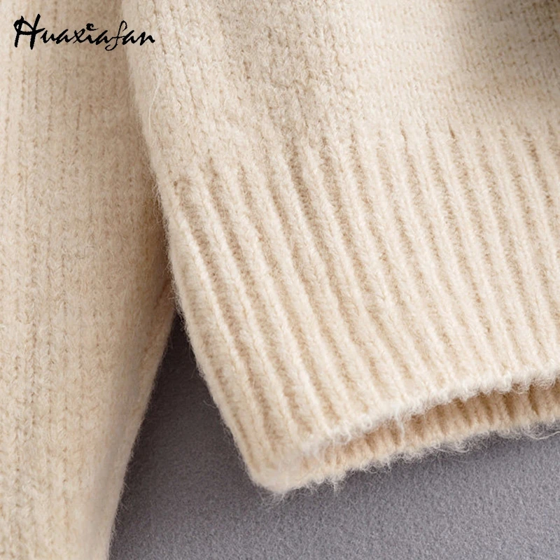 Huaxiafan Women sweaters elegant knitted top bow jumpers long sleeve sweater female casual sweaters pullovers autumn chic tops