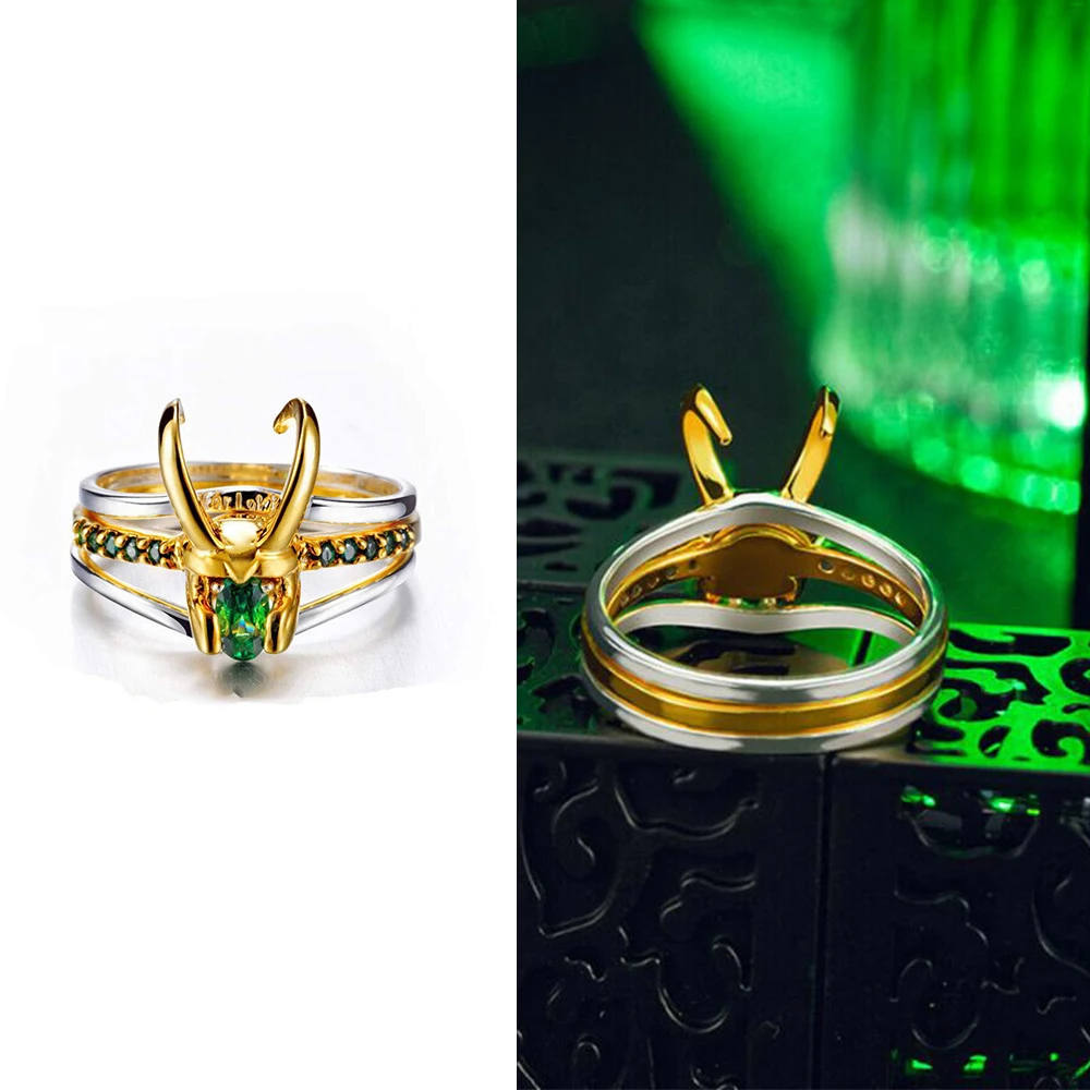 2021 Trend Loki Rings Thor Loki Helmet Set of Rings Movie Superhero Men's Ring Set Single Zircon Finger Accessories Punk Jewelry