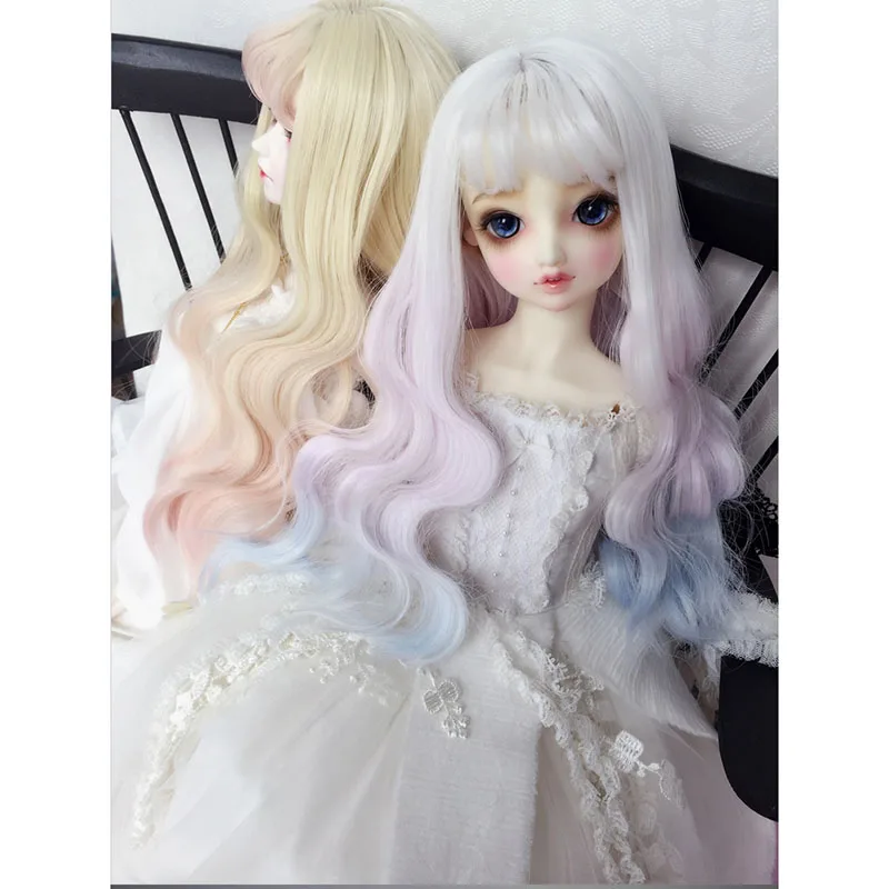 Allaosify bjd doll 1/3 1/4 1/6 dd sd giant baby size air bangs sea water ripple gradient hair for doll