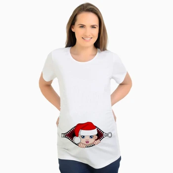 

Christmas Present Snowman Fashion Pregnant Maternity T Shirts Women Casual Pregnancy Tee Tops Clothes for Pregnant Women T-Shirt