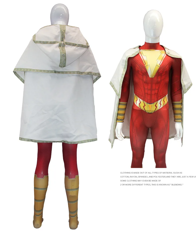 Капитан Shazam с героями комиксов Марвел, Косплэй костюм Билли Бэтсон боди супергероя костюм плащи-комбинезоны вечерние костюмы для Хэллоуина