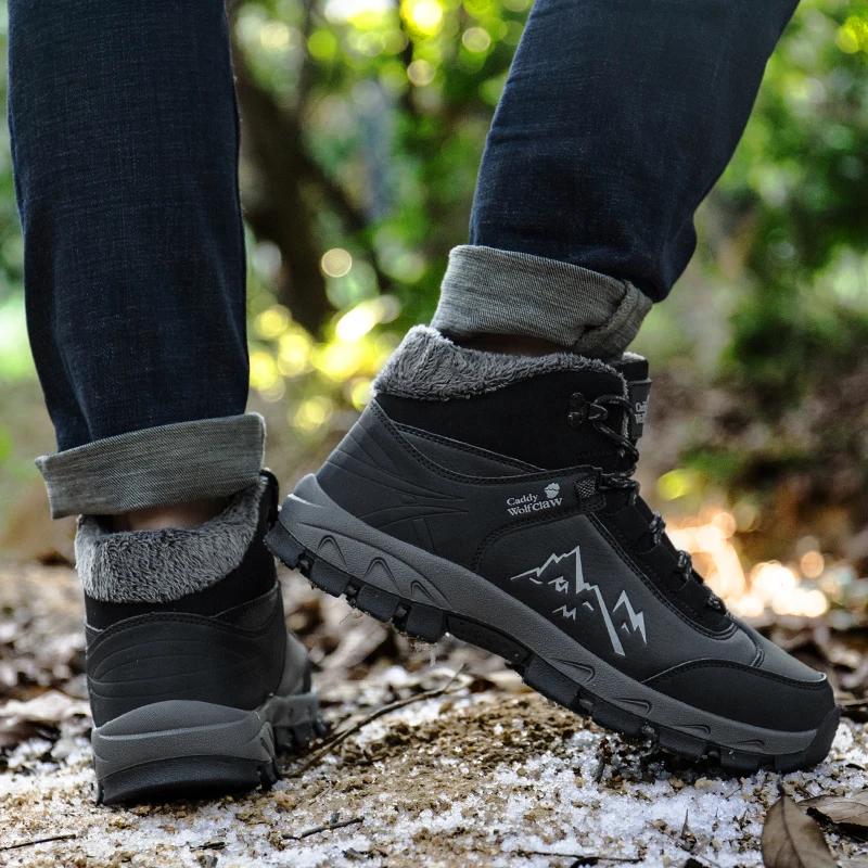 Waterproof Winter Men boots Warm With Fur Snow Boots Men Work safety shoes Rubber Ankle boots big size 39-45