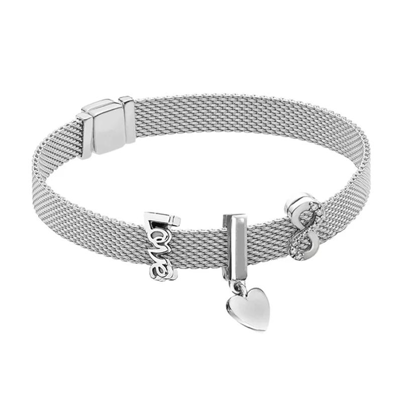 

New Bead Charm Watch Chain Pans Reflexions Infinity Love Bracelet Set 925 Sterling Silver Original for Women DIY Jewelry Gift