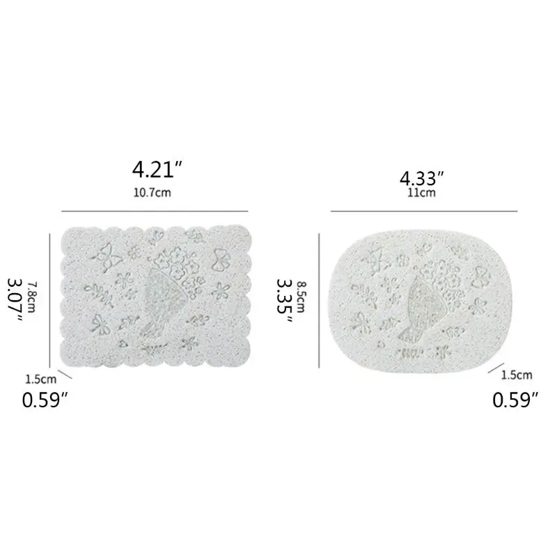 2Pcs/Set Plain Color Oval Rectangle Sponge Facial Deep Cleansing Pads Massage Particles Wash Face Puff Makeup Beauty Tools