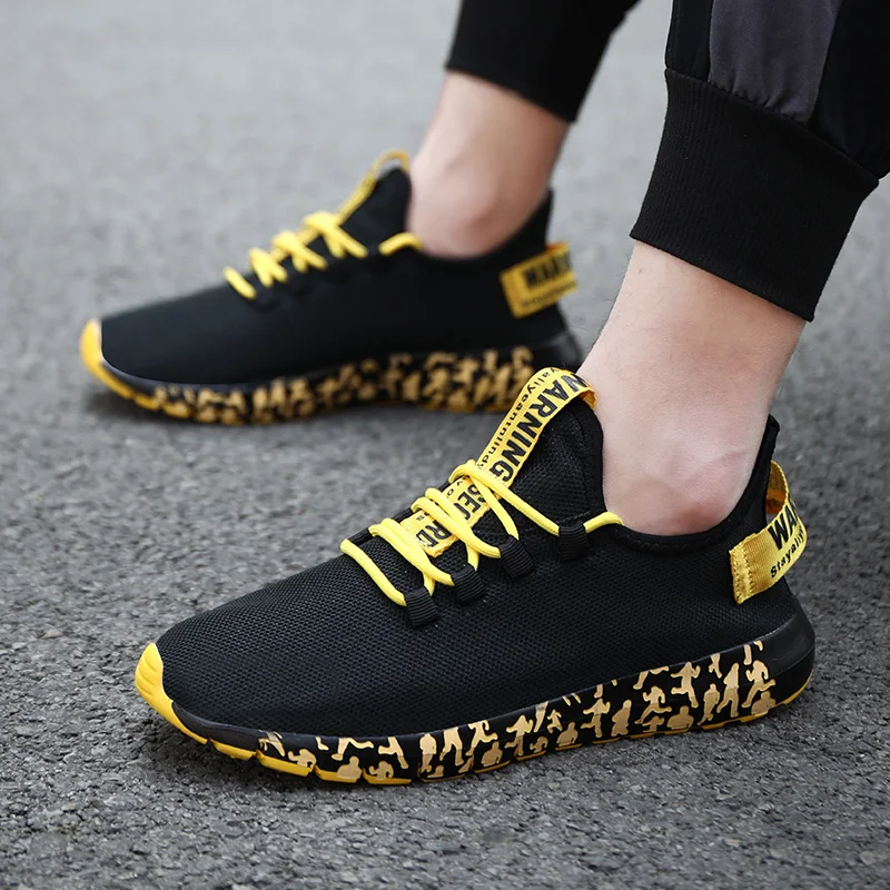 Zapatillas de deporte de talla grande para hombre, zapatos transpirables de tela voladora Ultra ligera, tecnología de unión en frío
