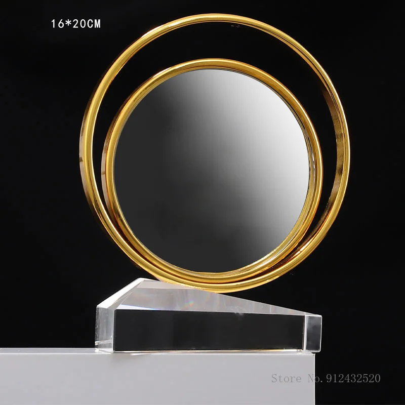 Custom Metal Double Circle Crystal Trophy, Electroplating Gold, Creative Award, Wedding Souvenir, Black Base