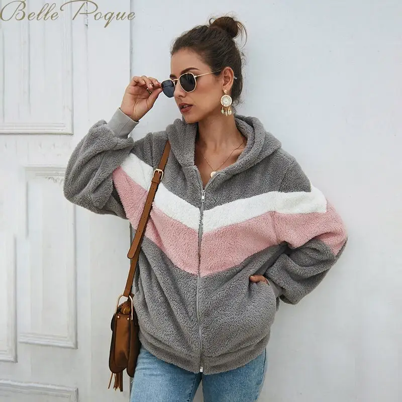 Belle Poque лоскутные куртки с капюшоном осеннее зимнее пальто женское модное повседневное плотное теплое пальто Мягкие короткие куртки для женщин