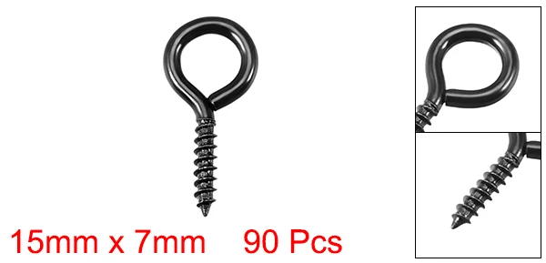 Uxcell 4mm ID x 15mm L Screw Eyes Pin Mini Small Eye Hooks Dark