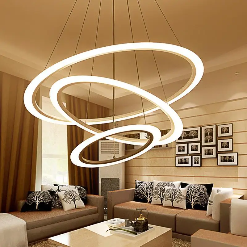 

Modern Simple LED Chandelier Lights Ring Led Hanging Lamp Nordic Creative Art Restaurant Living Room Circular Decor Home Fixture