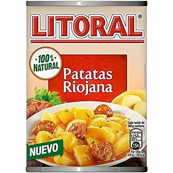 

LITORAL Guiso de Patatas a la Riojana - Plato Preparado Sin Gluten - Paquete de 10x425g - Total: 4.25kg
