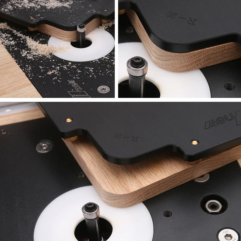 Billige 3 stücke R Runde Ecke Jig Vorlage Bakelit Platte + 1pc Router Bit mit Lager für Holzbearbeitung Werkzeuge Gravur maschine