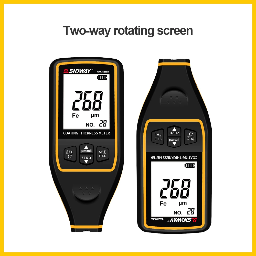 SNDWAY Digital Thickness Guage Paint Film Coating Tester Thickness gauges SW-6310A 0~1700um Auto Paint Gauge