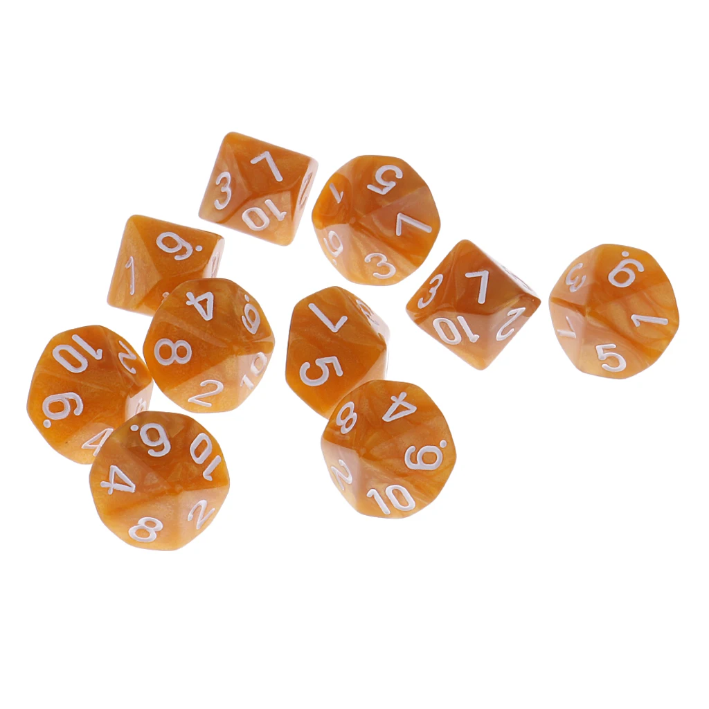 10 Pieces Plastic 10-sided Dice D10 for Party Bar Game Accessory